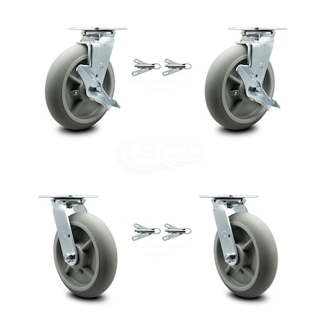 Service Caster Cambro Camcruiser Vending Cart Caster Set with 4 Swivel Locks & 2 Brakes - SCC CAM-30CS820-TPRRD-TLB-BSL-2-BSL-2